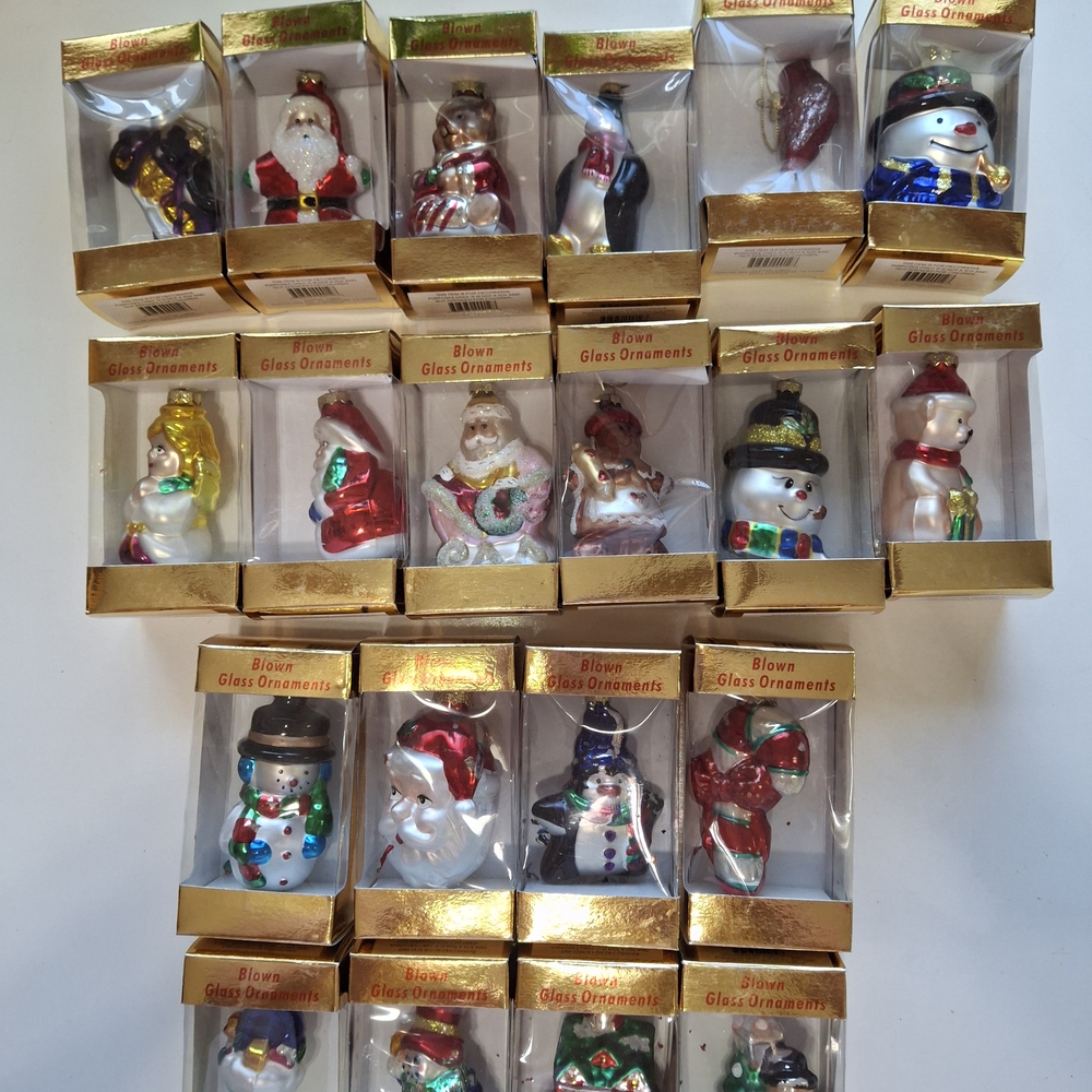 Blown Glass Holiday Ornaments Set - Multicolor